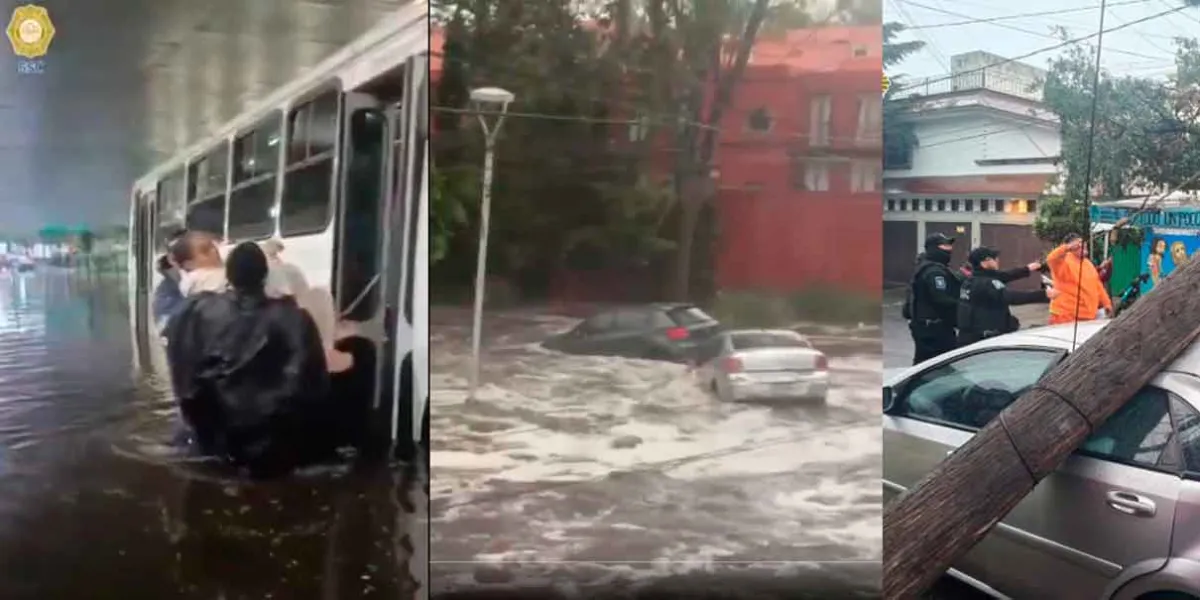 Alerta Amarilla en CDMX ante caída de árboles, inundaciones y autos arrastrados por la corriente