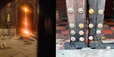 Fuego en la Catedral de Puebla