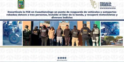 Fiscalía asegura inmueble y detiene a presuntos responsables de robo de vehículos en Cuautlancingo