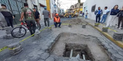 Descubren estructura prehispánica en Atlixco durante obra vial en el centro histórico