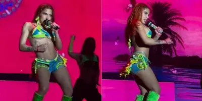Yeri Mua en el Carnaval de Veracruz 2026: polémica por fumar marihuana en pleno concierto