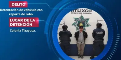 Aseguran a conductor con vehículo robado en Atlixco