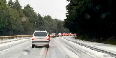 Granizada sorprendió a conductores en la México-Puebla