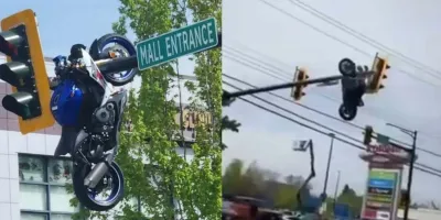 Milagro tras el impacto: motocicleta queda colgada y conductor sobrevive