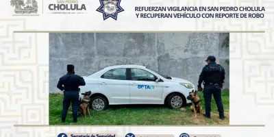 Refuerzan vigilancia en San Pedro Cholula y recuperan vehículo con reporte de robo