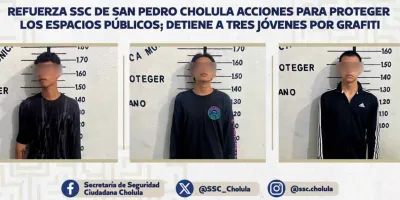 Capturan a tres jóvenes por vandalizar una vivienda en San Pedro Cholula