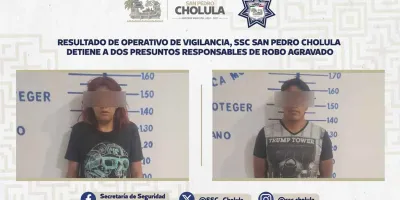 SSC Cholula captura a pareja por presunto robo agravado en Zerezotla