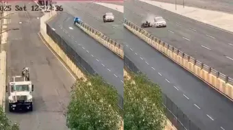 VIDEO: Conductor embiste a presuntos asaltantes en carretera Querétaro-San Luis Potosí