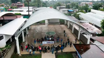 Preescolar de Huauchinango estrenó techado de Plaza Cívica