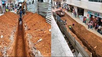 Trabajos de rehabilitación de colectores pluviales en Huauchinango