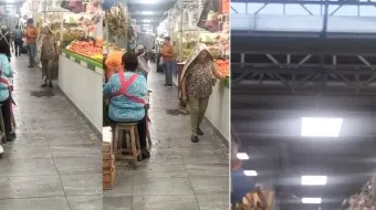 Fuerte granizada inunda el Mercado Domingo Arenas y principales vialidades de Texmelucan