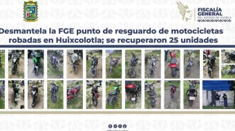Desmantela Fiscalía bodega clandestina con 25 motocicletas robadas en Huixcolotla