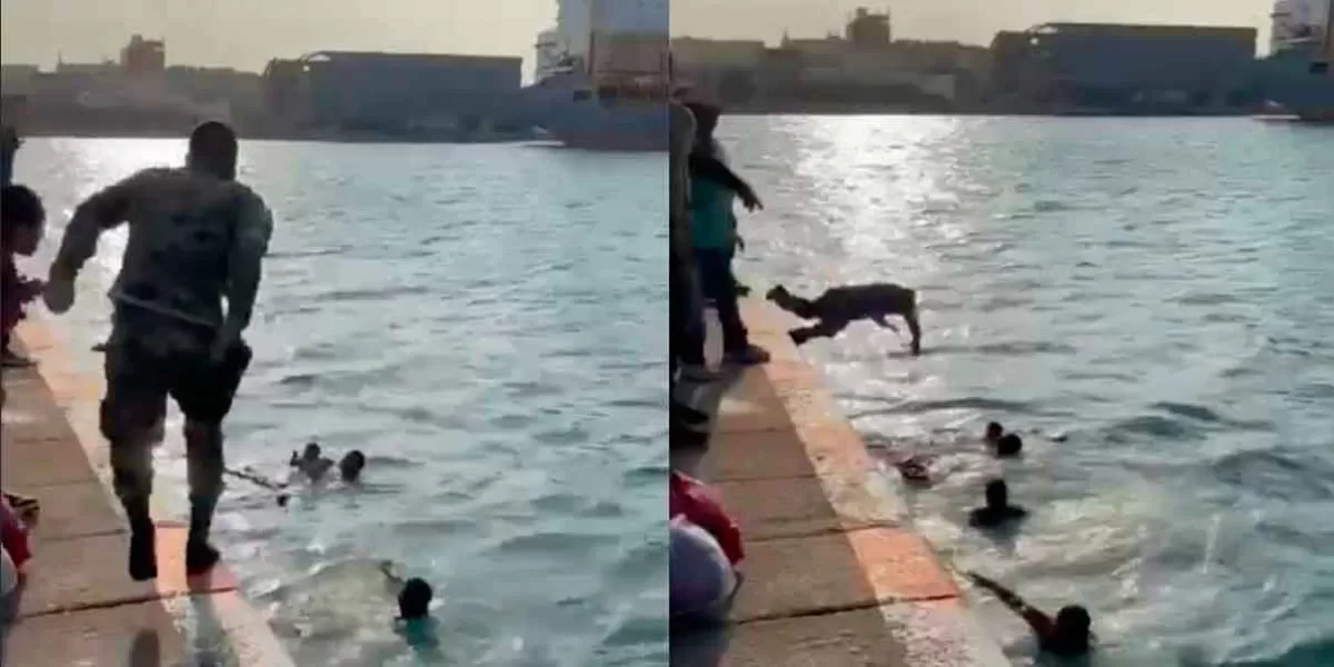 Bebé con carriola cae al mar en Veracruz