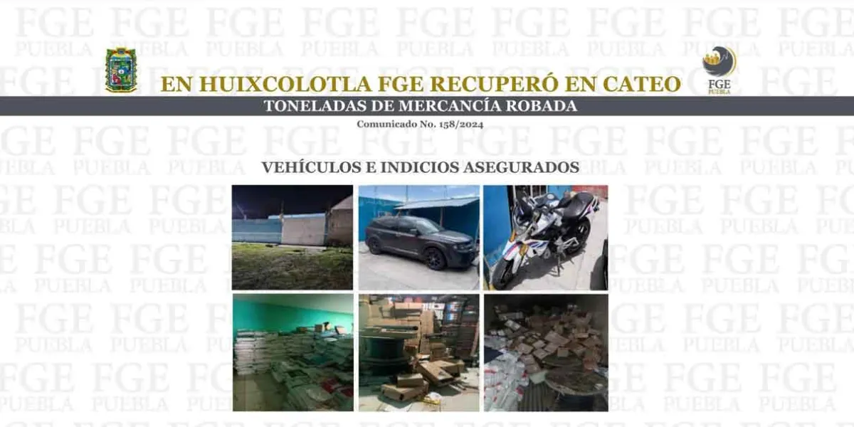 Descubren toneladas de mercancía, moto y auto robados en Huixcolotla