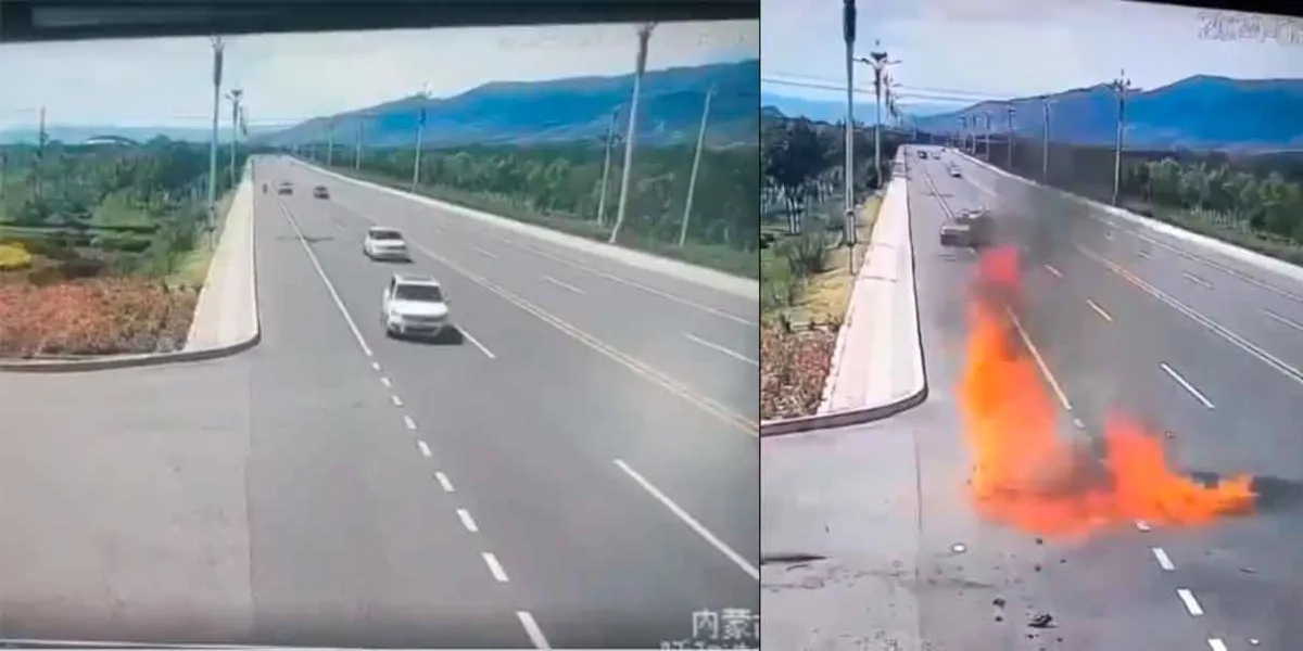 VIDEO. Motociclista pierde la vida tras impactar con camioneta y quedar envuelto en llamas