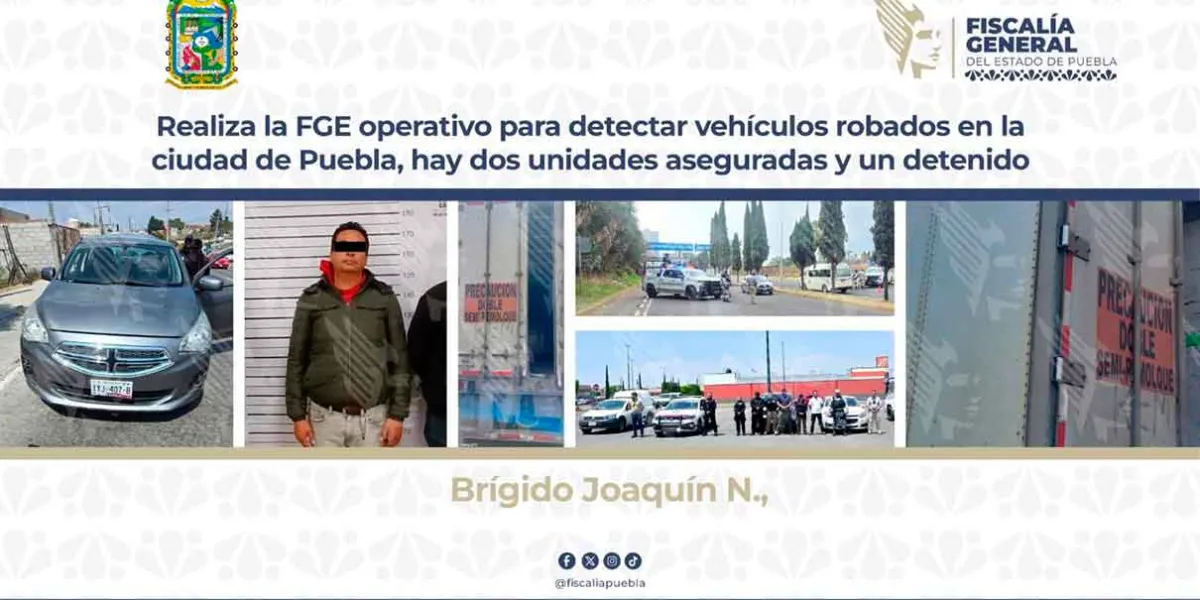 Fiscalía y SSC recuperan unidades robadas en operativo en la ciudad de Puebla