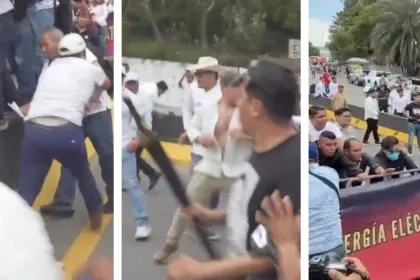 Maestros de la CNTE chocan con simpatizantes de Morena durante visita de Sheinbaum a Oaxaca. VIDEOS