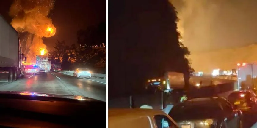 Impactante VIDEO capta la explosión de pipa en la autopista México-Querétaro