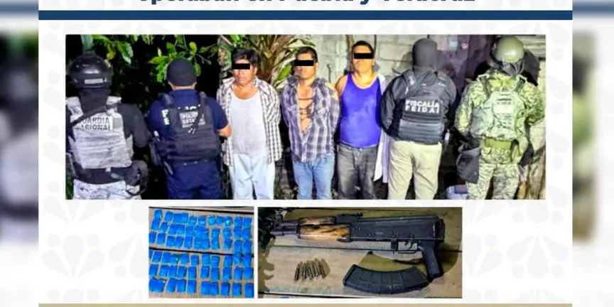 Golpe a “Los Rey”: capturan a tres presuntos integrantes en operativo en Huehuetla