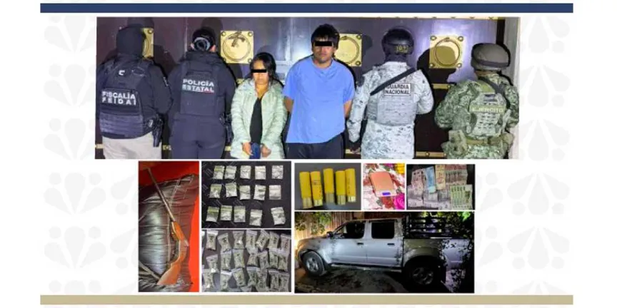 Dos detenidos durante cateo en Atlixco; les encontraron armas y droga 