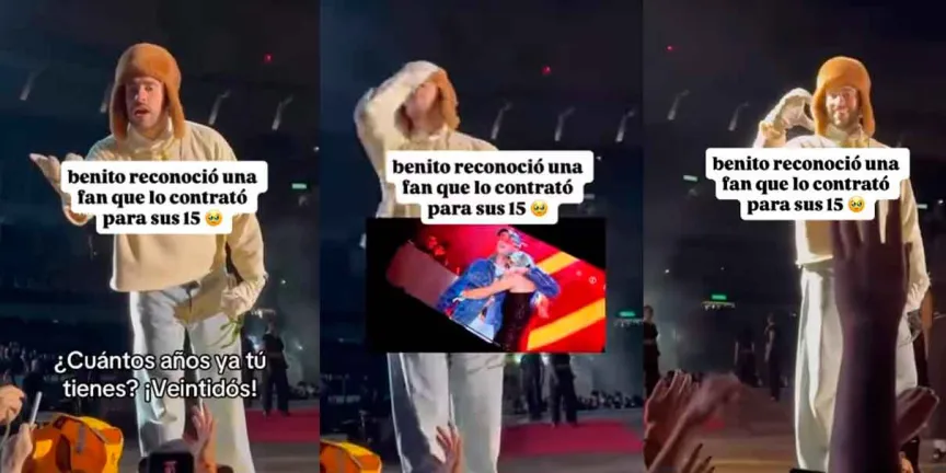 VIDEO. Bad Bunny detiene concierto en Argentina para reencontrarse con fan que lo contrató en sus XV años