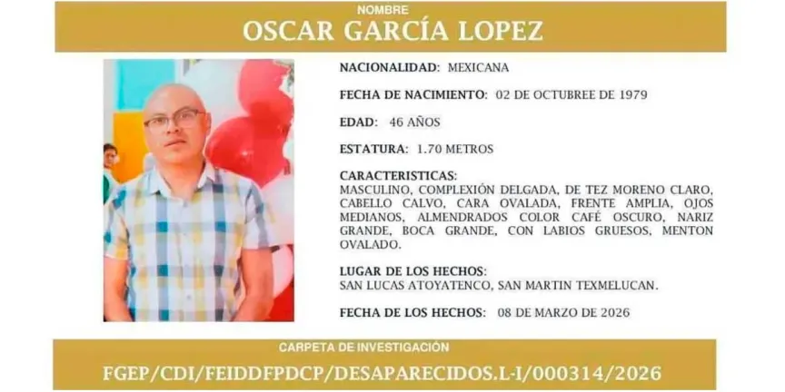 Piden ayuda para encontrar a Óscar, en Texmelucan