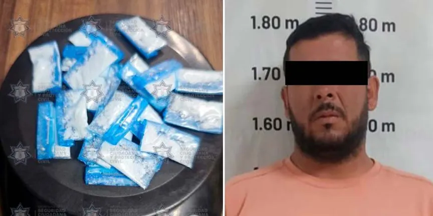 Cae con 19 dosis de cocaína en Cuautlancingo tras intento de fuga