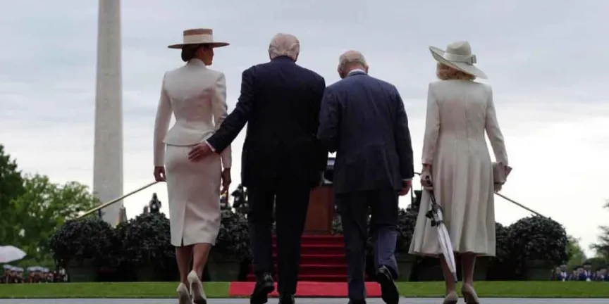 Trump sorprende con gesto íntimo a Melania frente al rey Carlos III y rompe el protocolo en la Casa Blanca