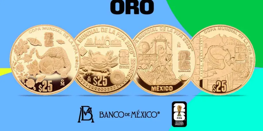Banxico pone en circulación monedas conmemorativas del Mundial 2026