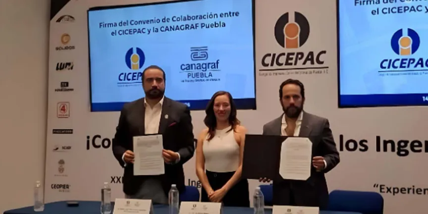 CICEPAC firma convenios con CANAGRAF Puebla y ANEIC para impulsar la ingeniería civil