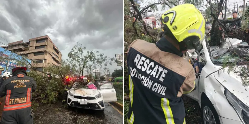 Tormenta dejó un muerto en Puebla capital, inundaciones y autos flotando en el bulevar 5 de Mayo