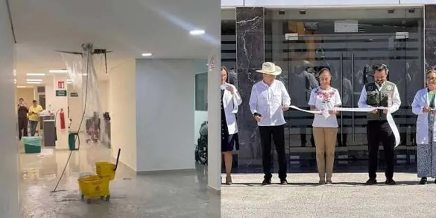 Se inunda hospital del IMSS inaugurado por Sheinbaum; cascadas sorprenden a pacientes y personal