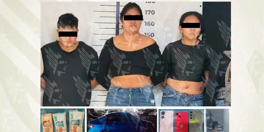 Detienen a tres por extorsión en San Pedro Cholula tras operativo de la FGE